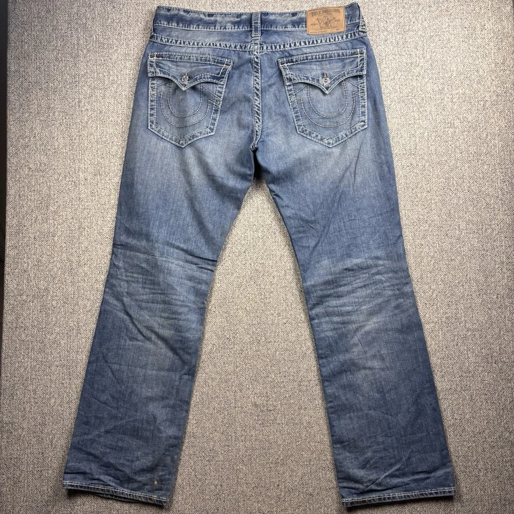 True Religion World Tour Straight Leg Jeans Mens 38 Blue Flap Pocket